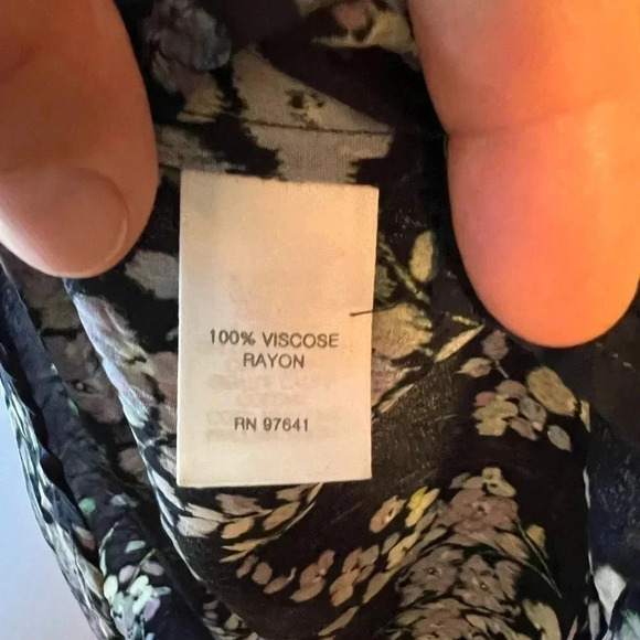 J. Jill Floral Blouse Blue Semi Sheer Tassel Lightweight Large - Picture 6 of 7